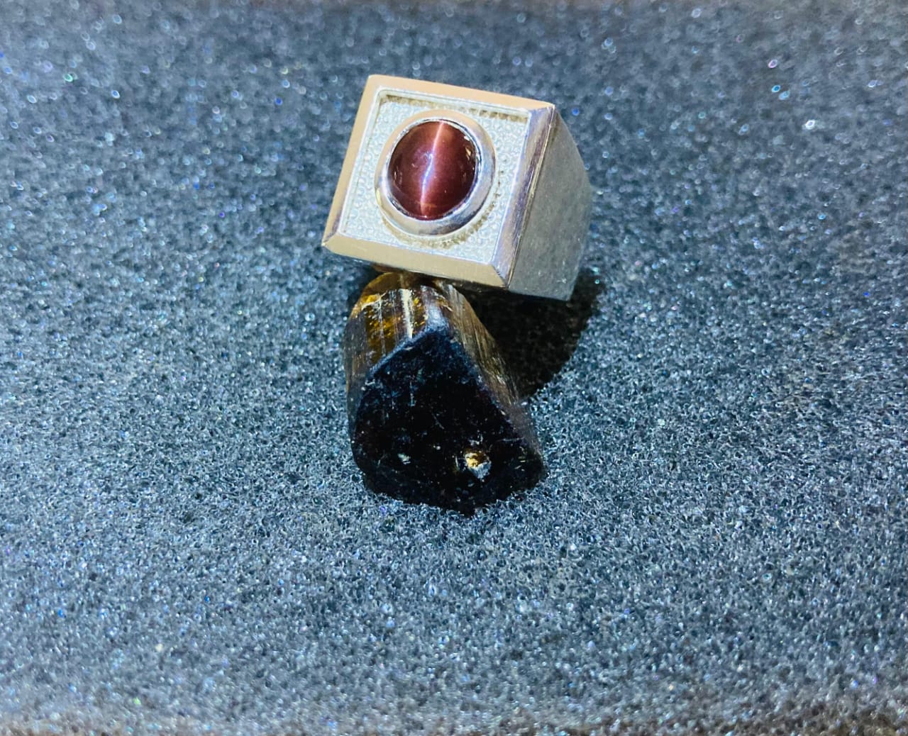 Silver Ring with Garnet Cat's Eye